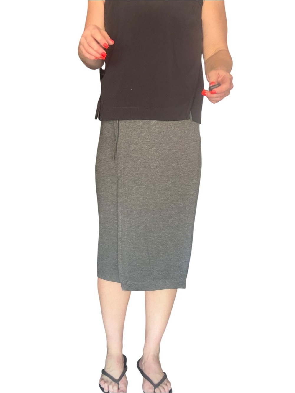 New fitted stretchy wrap knee length skirt